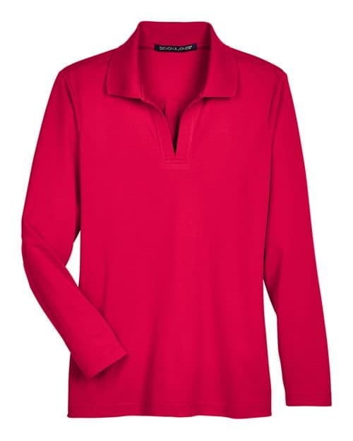 Devon & Jones Women's CrownLux Performance® Plaited Long Sleeve Polo