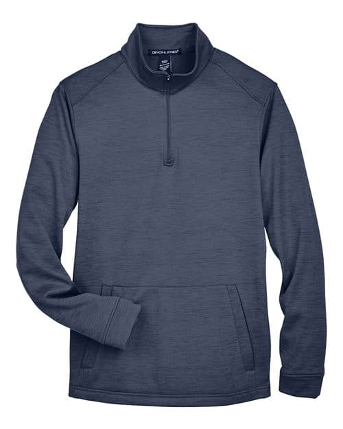 Devon & Jones Men's Newbury Mélange Fleece Quarter-Zip Pullover