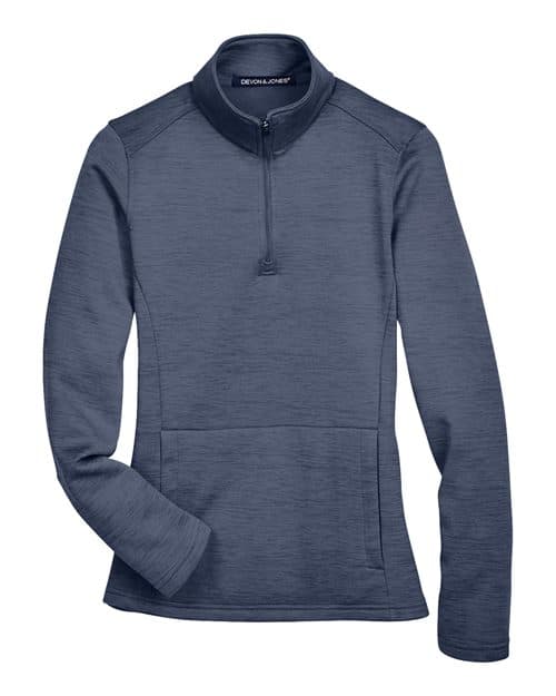 Devon & Jones Women's Newbury Mélange Fleece Quarter-Zip Pullover