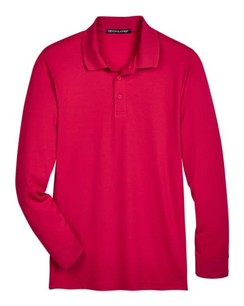 Devon & Jones Men's Tall CrownLux Performance® Plaited Long Sleeve Polo