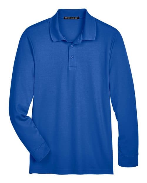 Devon & Jones Men's Tall CrownLux Performance® Plaited Long Sleeve Polo
