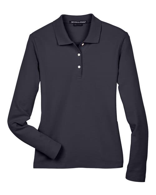 Devon & Jones Women's Pima Piqué Long Sleeve Polo