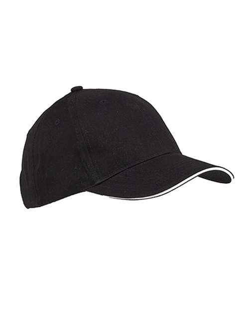 Big Accessories Brushed Twill Sandwich Cap in Black/ White