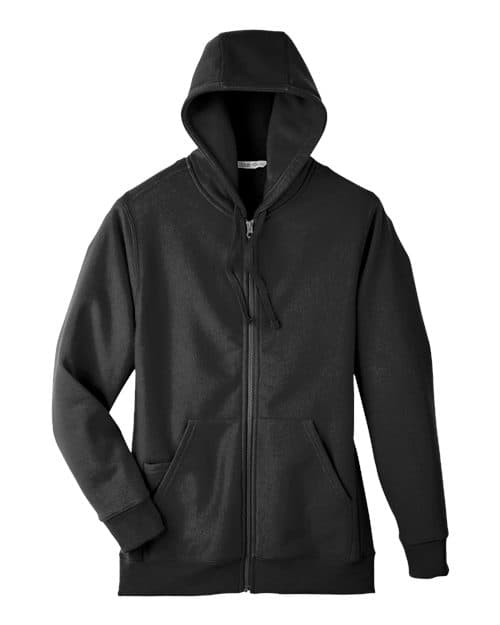 Team 365 Unisex Zone HydroSport™ Heavyweight Full-Zip Hooded Sweatshirt in Black