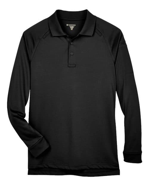 Harriton Men's Advantage Long Sleeve Tactical Polo in Black