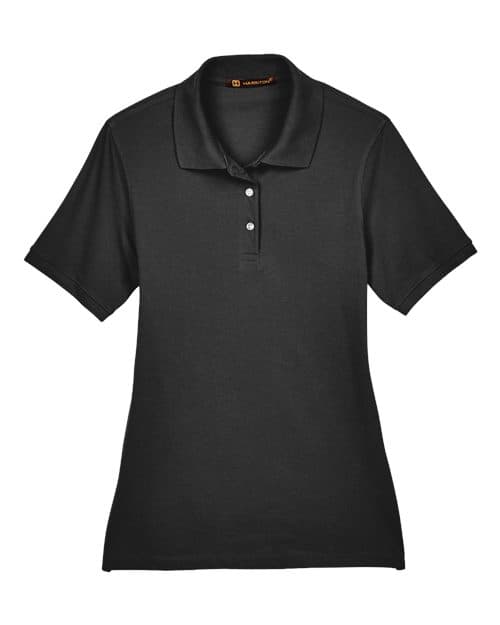 Harriton Women's Easy Blend Polo in Black