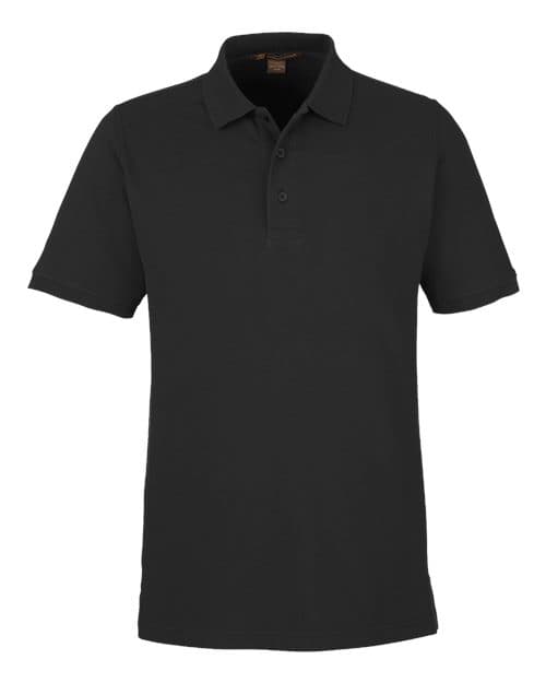 Harriton Men's Valiant Cotton Snag Protect Polo in Black