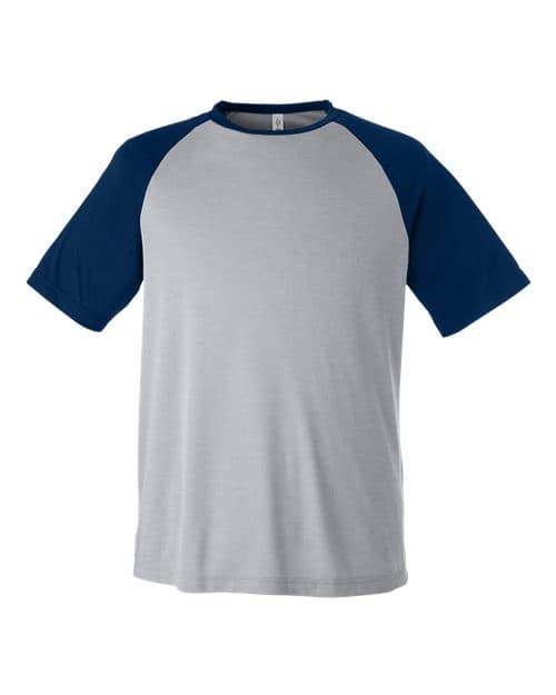 Team 365 Unisex Zone Colorblock Raglan T-Shirt in Athletic Heather/ Sport Dark Navy