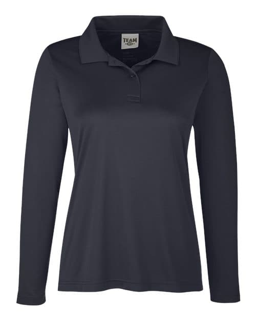 Team 365 Women's Zone Performance Long Sleeve Polo in Black