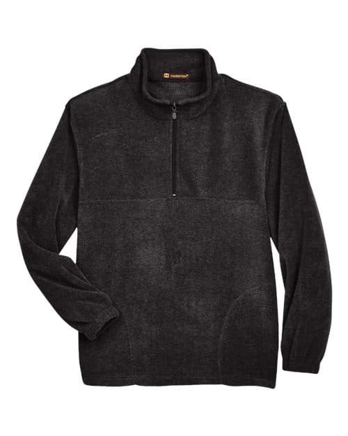 Harriton Men's Fleece Quarter-Zip Pullover in Black