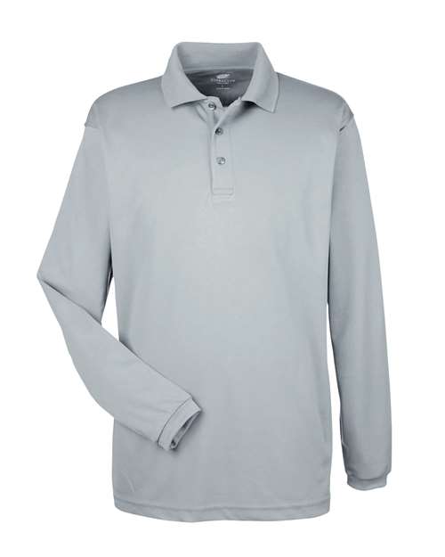UltraClub Men's Cool & Dry Long Sleeve Mesh Piqué Polo