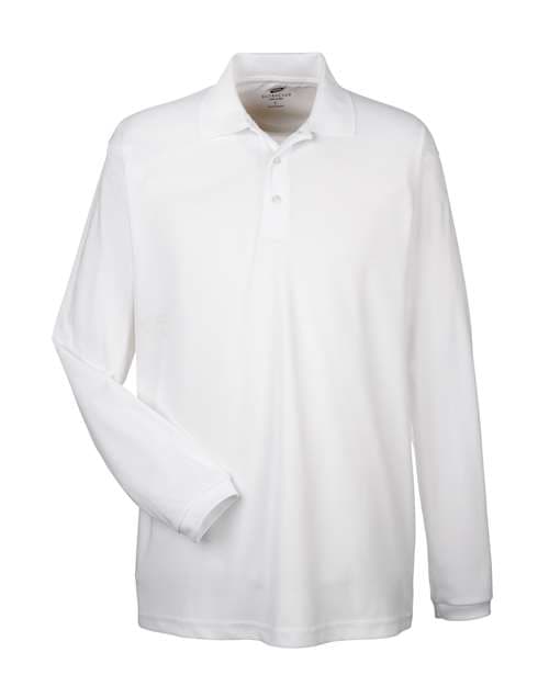 UltraClub Men's Cool & Dry Long Sleeve Mesh Piqué Polo