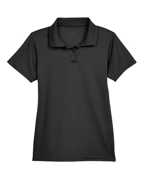 Harriton Women's Polyester Jersey Polo in Black