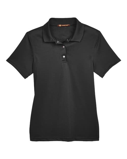 Harriton Women's Advantage Snag Protection Plus IL Snap Placket Polo in Black
