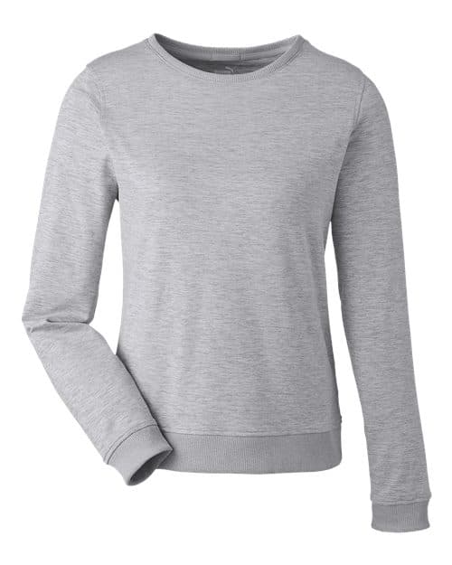 Puma Golf Women's Cloudspun Crewneck Sweatshirt in Light Grey Heather