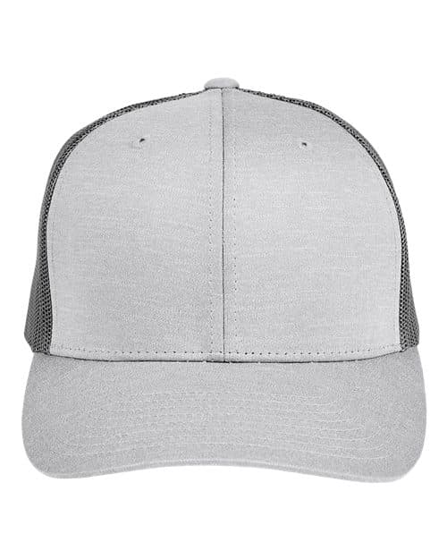 Team 365 Zone Performance Trucker Cap by Yupoong in Athletic Heather/ Sport Graphite