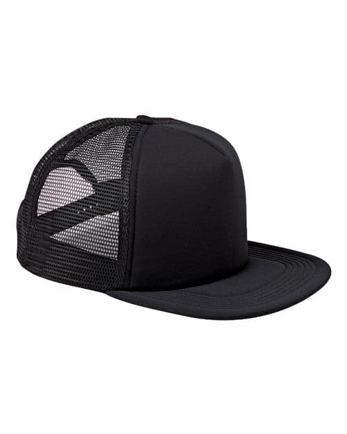 Big Accessories Foam Front Trucker Cap in Black/ Black