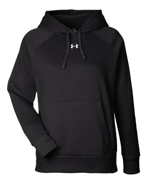 Under Armour Women's Rival Fleece Hooded Sweatshirt in Black/ White