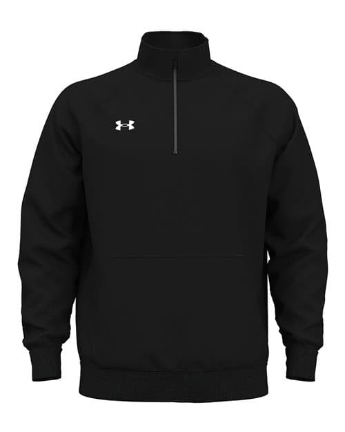 Under Armour Men's Rival Fleece Quarter-Zip Pullover in Black/ White