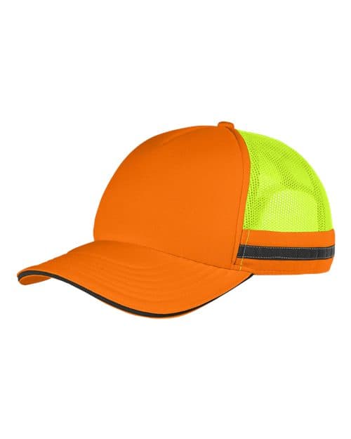 Big Accessories Safety Trucker Cap in Neon Orange/ Neon Yellow