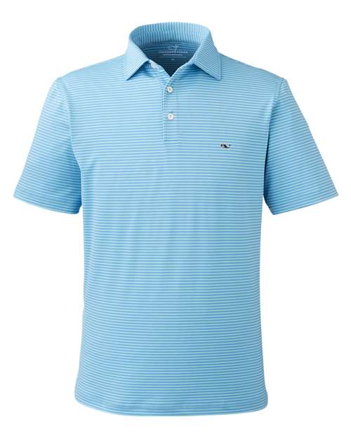 vineyard vines Men's Bradley Stripe Sankaty Polo in Andros Blue