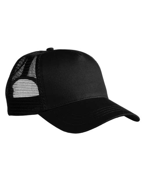 econscious Five-Panel Trucker Cap in Black/ Black