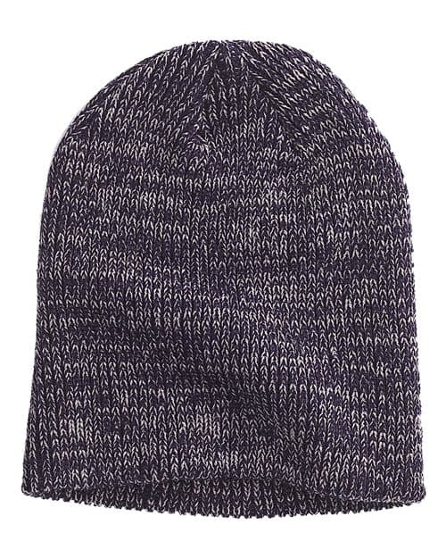 Big Accessories Ribbed Marled Beanie in Black/ Grey