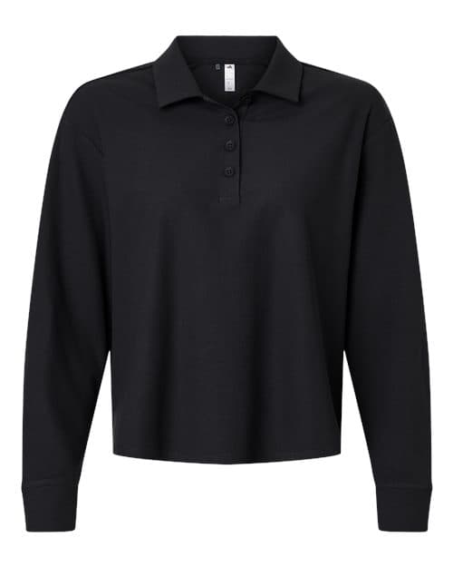 Adidas Women's Beyond Long Sleeve Loose Polo in Black
