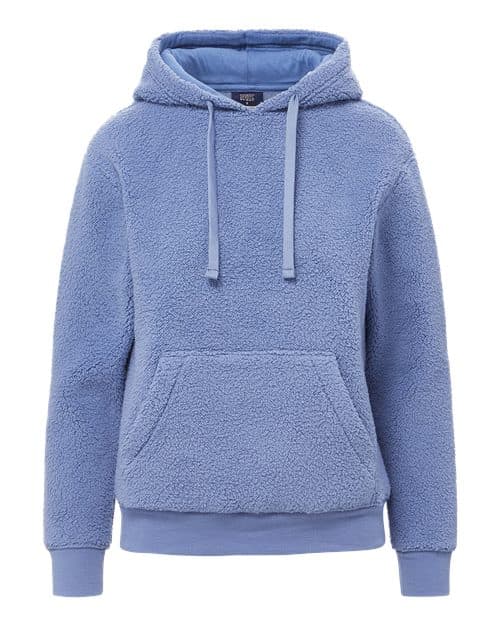 MV Sport Women's Starla Sherpa Hooded Pullover in Blue Iris