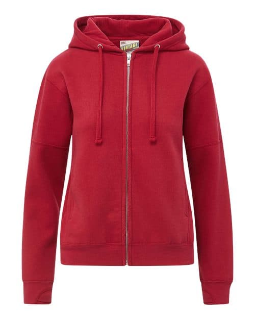 MV Sport Women's Vintage Fleece Hooded Full-Zip Sweatshirt