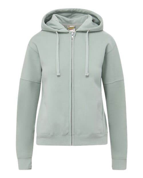 MV Sport Women's Vintage Fleece Hooded Full-Zip Sweatshirt