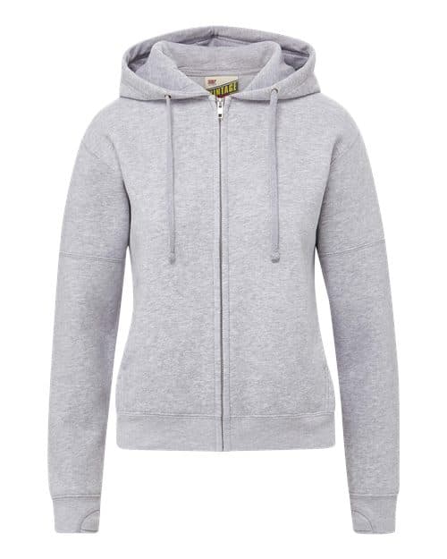 MV Sport Women's Vintage Fleece Hooded Full-Zip Sweatshirt