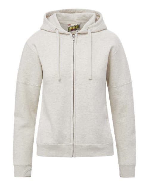 MV Sport Women's Vintage Fleece Hooded Full-Zip Sweatshirt