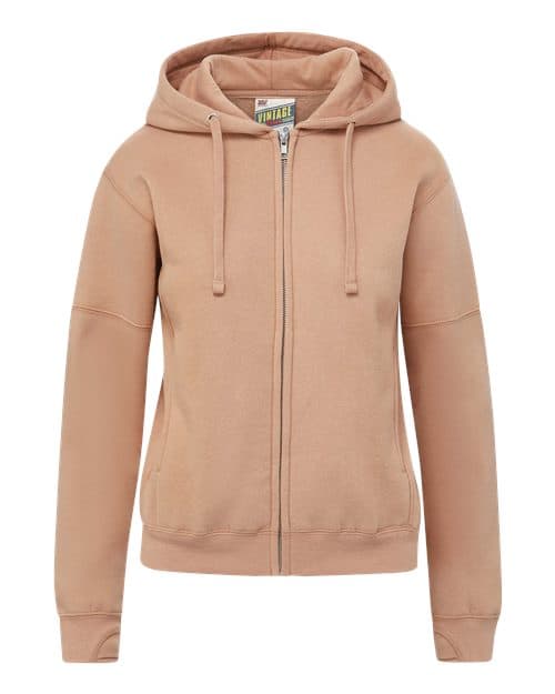 MV Sport Women's Vintage Fleece Hooded Full-Zip Sweatshirt