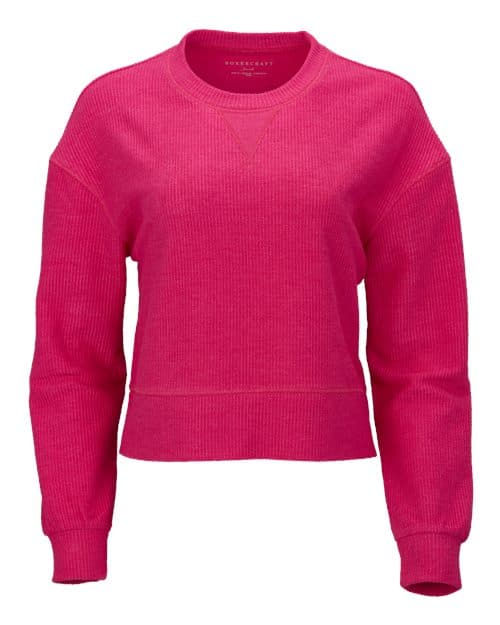 Boxercraft Women's Rib Knit Corded Boxy Crewneck Sweatshirt