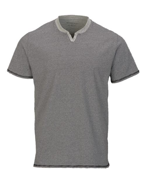 Boxercraft Men's Striped V-Notch T-Shirt in Black/ White