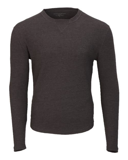 Boxercraft Men's Waffle Knit Long Sleeve T-Shirt in Charcoal Heather