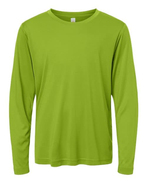 CORE365 Youth Capital Performance Long Sleeve T-Shirt in Acid Green