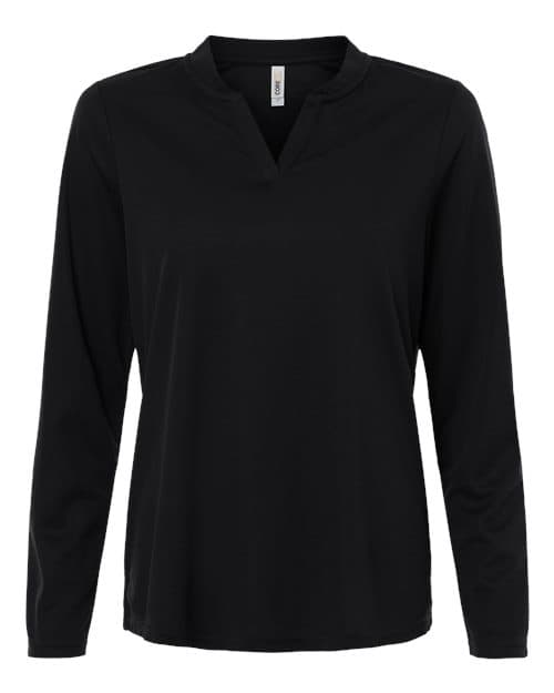 CORE365 Women's Nova Performance Long Sleeve Pique Polo in Black