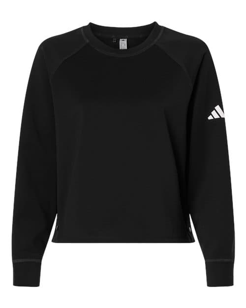 Adidas Women's Beyond Side-Snap Crewneck Sweatshirt in Black