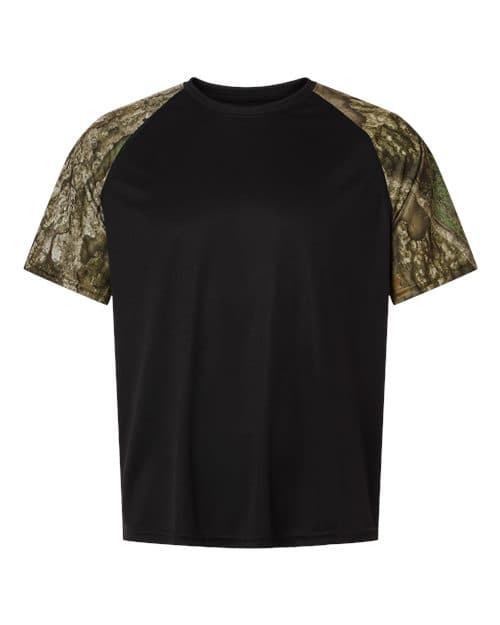 RealTree Unisex Realtree® Performance Colorblock T-Shirt in Camo/ Black