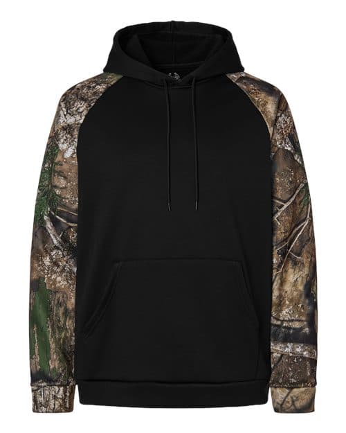 RealTree Unisex Realtree® Performance Colorblocked Hooded Sweatshirt in Camo/ Black