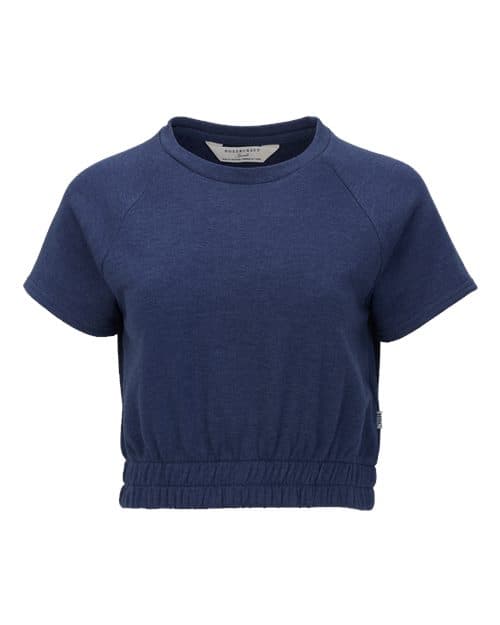 Boxercraft Women's French Terry Short Sleeve Cropped Crewneck Sweatshirt