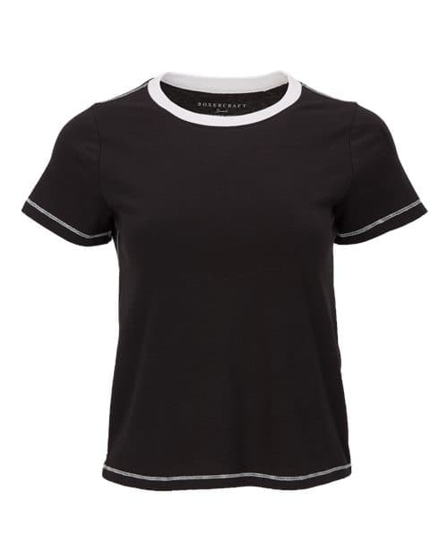 Boxercraft Women's Contrast Stitch Baby Tee in Black