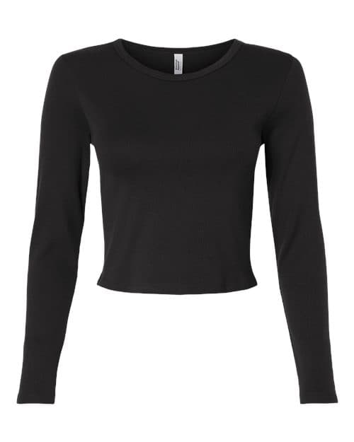 American Apparel Women's Baby Rib Long Sleeve Fitted Tee in Black