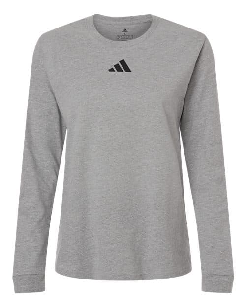Adidas Women's Fresh Long Sleeve T-Shirt in Medium Grey Heather/ Black