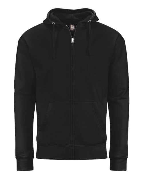 J. America Unisex BTB Fleece Hooded Full-Zip Sweatshirt in Black