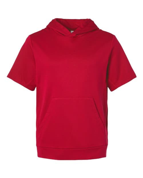 Team 365 Unisex Squad Tech Fleece Hooded Short-Sleeve Sweatshirt