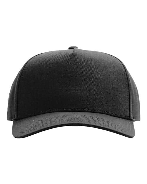 Richardson Full Fabric Five-Panel Champ Cap in Black