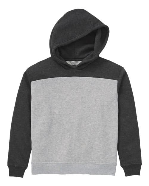 Boxercraft Youth Colorblocked Hooded Sweatshirt in Charcoal Heather/ Oxford